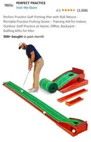 Perfect Practice Golf Putting Mat with Ball Return - Portable Practice Putting