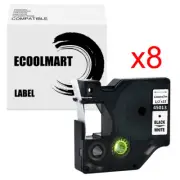 8PK Compatible Dymo D1 45013 Label Tape LabelManager 160 280 155 12mm x 7m