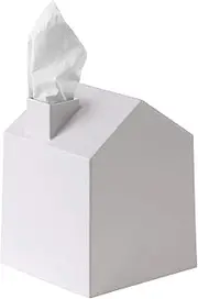 Umbra Casa Tissue Box Cover - Adorable House Shaped Square Tissue Box Holder for Bathroom, Bedroom or Office, White Bath