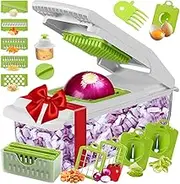 Food Chopper - Food Dicer Vegetable Chopper with Container | Kitchen Gadgets Hand Tools, Onion Dicer Slicer Cheese Grater for Salad Veggie Carrot Fruit, Home Must Haves