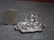 Dollhouse Miniature Tea Set Silver Tray 1:12 one inch scale A3 Dollys Gallery