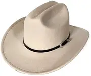 YFVFAGDMKV Vintage Classic Rolled Western Cowboy Hat Men Jazz Cowgirl with Leather Wide Brim Cloche Church Cowboy Hat(1)