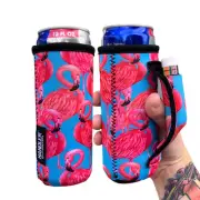 12oz Slim Can Handler - Blue Flamingo Style Design - for Beers and Soft Drinks