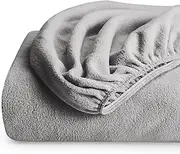Bare Home Super Soft Fleece Fitted Sheet - Full Size - Extra Plush Polar Fleece - Deep Pocket - All Season Cozy Warmth (Full, Light Grey)