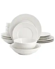 Elama Kate 16pc Textured Trim Porcelain Dinnerware Set