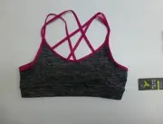 Two Old Navy Active Girls M (8) Black Jack Striped Lined Go-Dry Sports Bras NWT