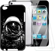 ESACMOT Astronaut Pattern Case Compatible with iPod Touch 4 + [2 Pack] Screen Protector Tempered Glass, Shockproof Case Cover for iPod Touch 4 (3.5 inch)