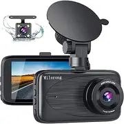 Dash Cam Front and Rear, Milerong 1080P FHD Dash Camera for Cars, 3" IPS Display Full HD170° Wide Angle Car Camera with Night Vision, G-Sensor, Loop Recording, Parking Monitor, Motion Detection,WDR