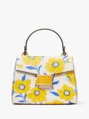 Katy Sunshine Floral Textured Leather Small Top-Handle Bag