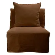 [Sleeping Giant] Como Linen Armless Slipper Chair Cocoa - 1 Seater