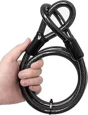 1.2m Braided Steel Security Cable - 8mm Diameter Vinyl Coated Heavy Duty Double-Loop Lock for Caravan/Motorcycle/Toolbox, Cut-Resistant Ute & Marine Use