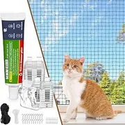 Aystkniet Cat Net for Balcony, No Drilling, 2 x 3 m / 4 x 3 m / 6 x 3 m / 8 x 3 m Cat Net Wire Reinforced Including Adhesive Hooks & Silicone Adhesive & Crochet, Cat Protection Net for Balcony