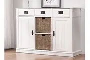 Cosmoliving Kimberly White 3-Drawer Storage Sideboard Buffet Cabinet