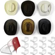 Modern JP Adhesive Hat Hooks for Wall (12-Pack) - Cowboy Rack, Wide Clear