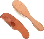 JOINPAYA Natural Wool Brush Wooden Comb Set Hair Care Kit Gentle for Newborn Scalp Brush Set