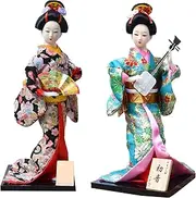 Set 2 Pieces Traditional Japanese Dolls Geisha Girl Geiko Kimono Ancient Doll Home Collection Art Decoration,A1,12 inch/4161 (Color : A18, Size : 12 inch)