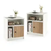 Giantex 2PCS Bedside Table Nightstand w/Open Shelves End Table Storage Cabinet Home Office Side Table White
