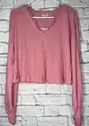 NWT Love Fire Juniors' Size Large Lace Trim Thermal Top Mauve Ruched Sleeves