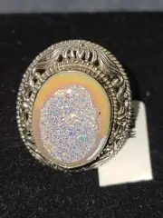 Sterling Silver Ring 925 Drusy Quartz New With Tag