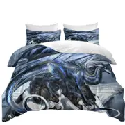 Silverblood Dragon on a Snowy Mountain Quilt Cover