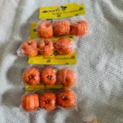 VIntage MINI Fall Orange Pumpkins 1.5" Decor Vase Filler Crafts Qty 3 pks