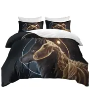 I Am Light Dark Art Skeleton Wolf Quilt Cover