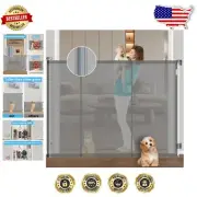 Extra Tall 57" Retractable Dog Gate with Safety Lock for Indoor & Outdoor Use