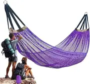 Veasbuu Camping Hammocks for Adults,Mesh Hammock Swing for Camping - Max 200 Kg Load Capacity Furniture Tree Swing for Outdoor Beach Campsites Meditation Travel Backyard Backpacking