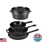 Amazon Basics Pre-Seasoned Cast Iron 5 Pieces Kitchen Pots and Pans Cookware