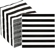 100 Pack Black and White Striped Napkins for Cocktail, Beverage, Dessert - Bridal Baby Shower, Wedding, Holiday, Birthday Party Decor