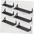 Wall Shelves Set of 6, Wood Floating Shelves for Wall Decor, Rustic Black