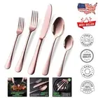 Service for 8: 40-Piece Copper-Rose Gold Silverware Set - Ergonomic Design