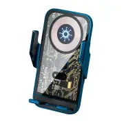 15w Fast Wireless Charger with Infrared Sensor for C10 Car Navigation - Transparent Stand - Blue