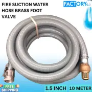 Kasa 10m Fire Suction Water Hose 1.5" With Cam Lock Brass Foot Valve Safety Pins