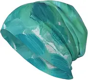 [JBYJBX] Blue Oil Paint Texture Print Casual Slouchy Beanie Hip-Hop Soft Lightweight Running Beanie Adult Hats Men Women, Blue Oil Paint Texture, One Size