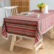 Bohemian Tablecloth Colorful Geometric Cotton Linen Ethnic Lace TableCloth Decor