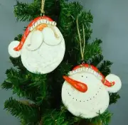 Set of two consisting of a Santa & a Snowman faces - New Hanna Handiworks#64114A