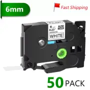 50PK Compatible with Brother P-Touch TZ-211 Black on White 0.23" Label Tape 6mm