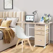 CostwayRolling Computer Desk for Small Space with Drawers and Lockable Universal Wheels-White