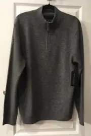 NWT Christian Lacroix Men's 100% 2-Ply Cashmere Quarter Zip Pullover Gray Sz XL