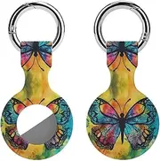 1PCS for Butterfly Tie Dye Air Tag Holder Case Waterproof & Shockproof Anti-Scratch Protective Air Tag Cover with Keychain Ring Silicone Tags Holders for Luggage, Backpack, Keys, Pet