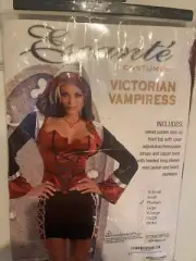 New Escante Victorian Vampiress Vampire Costume Adult Size Medium Back & Red