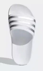 New With Box adidas Women Adilette Aqua K Slides Size 6. White And Silver