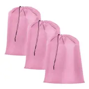 3pcs Laundry Bag Extra Large Heavy Duty Drawstring Bag 28 Inch x 40 Inch, Pink