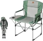 Naturehike Camping Director Chair, Folding Portable Chair with Handles, Pockets, Side Table (Green and Grey)