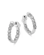 Bloomingdale's Fine Collection Diamond Classic Inside Out Hoops in 14K White Gold, 0.75 tcw