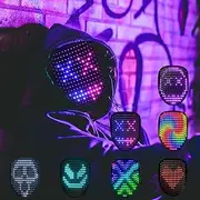Led Face Mask, Light Up Mask with Bluetooth Programmable, Automatic Induction Switch Luminous Mask for Men Costumes Cosplay