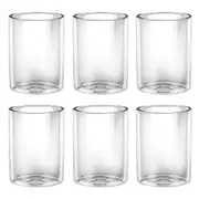6x Wilmax England Thermo 400ml Straight Glass Cup Double Wall Drinkware Clear