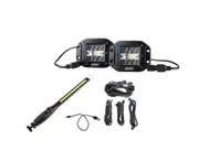 Flush Mount Work Lights (Pair) + Rear Lighting Wiring Harness Kit + Rechargeable Lithium LED Worklight