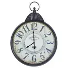 LITTON LANE Vintage Wall Clock Black Metal Frame Quartz Movement 28 in. Height